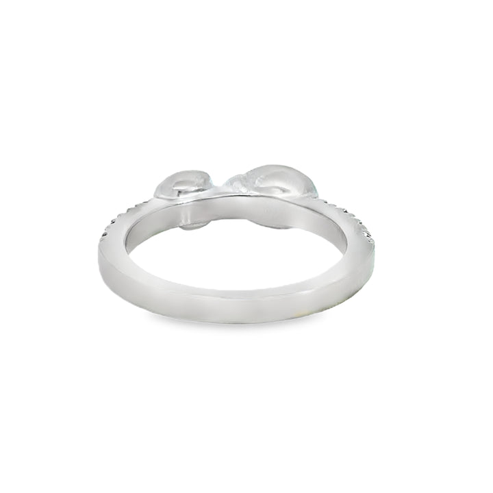 0.06 CTW Diamond Heart & Enamel Ladybug Ring in 18K White Gold with Pink Sapphires