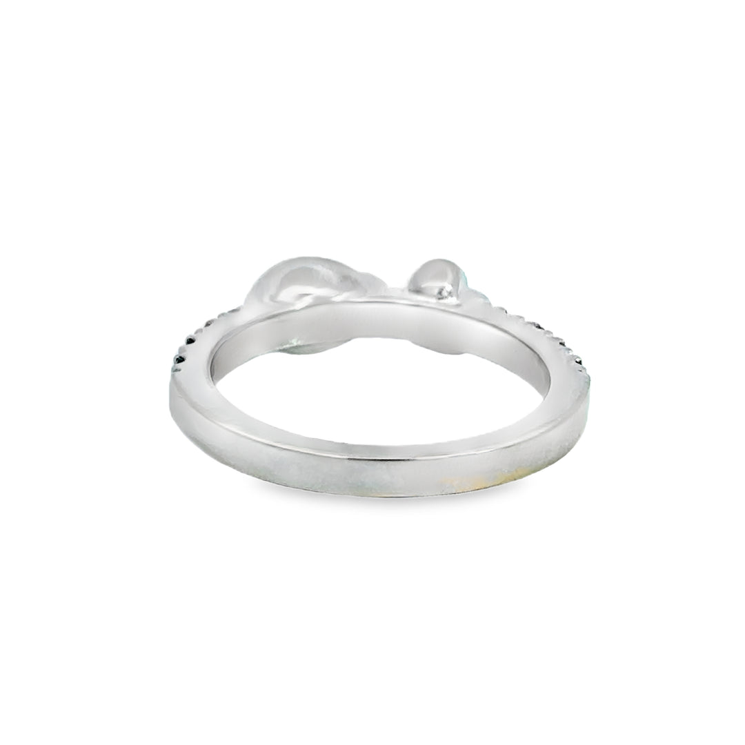 0.06 CTW Diamond Heart & Enamel Ladybug Ring in 18K White Gold with Blue Sapphires