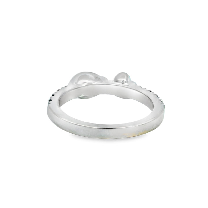 0.06 CTW Diamond Heart & Enamel Ladybug Ring in 18K White Gold with Blue Sapphires