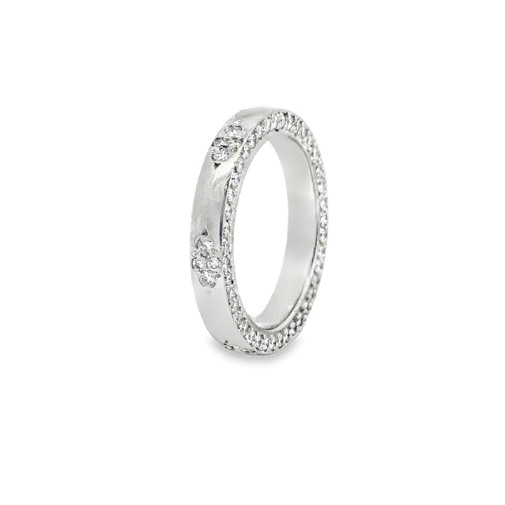 1.50 CTW Diamond Platinum Floral Motif Band Ring – 3.5mm