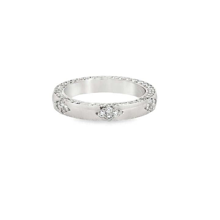 1.50 CTW Diamond Platinum Floral Motif Band Ring – 3.5mm