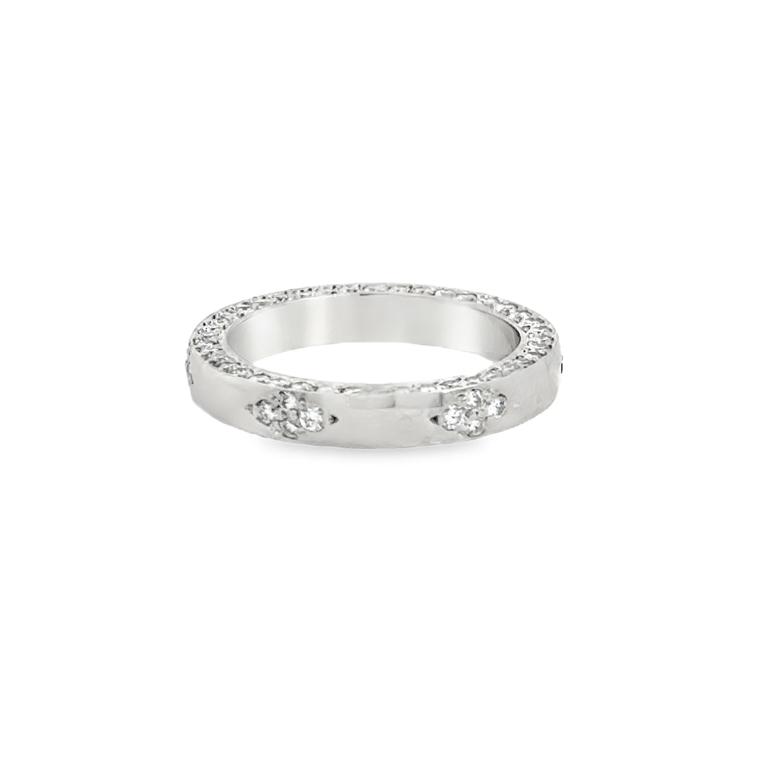 1.50 CTW Diamond Platinum Floral Motif Band Ring – 3.5mm