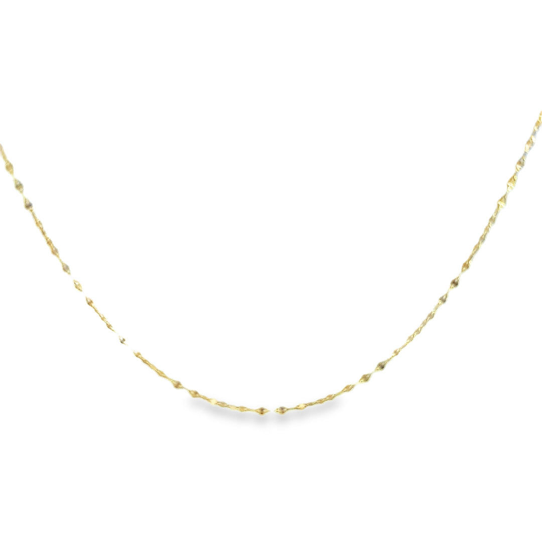 10K Yellow Gold 1mm Diamond-Cut Bead Chain – 20" Micro Thin Necklace
