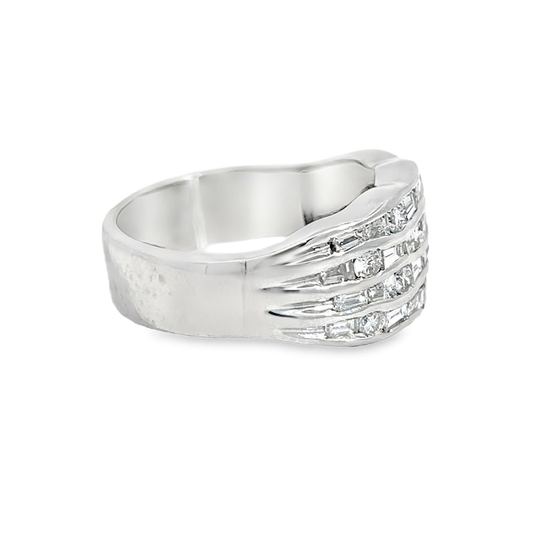 1.00 CTW Diamond 14K White Gold 10.5mm Wide Band Ring