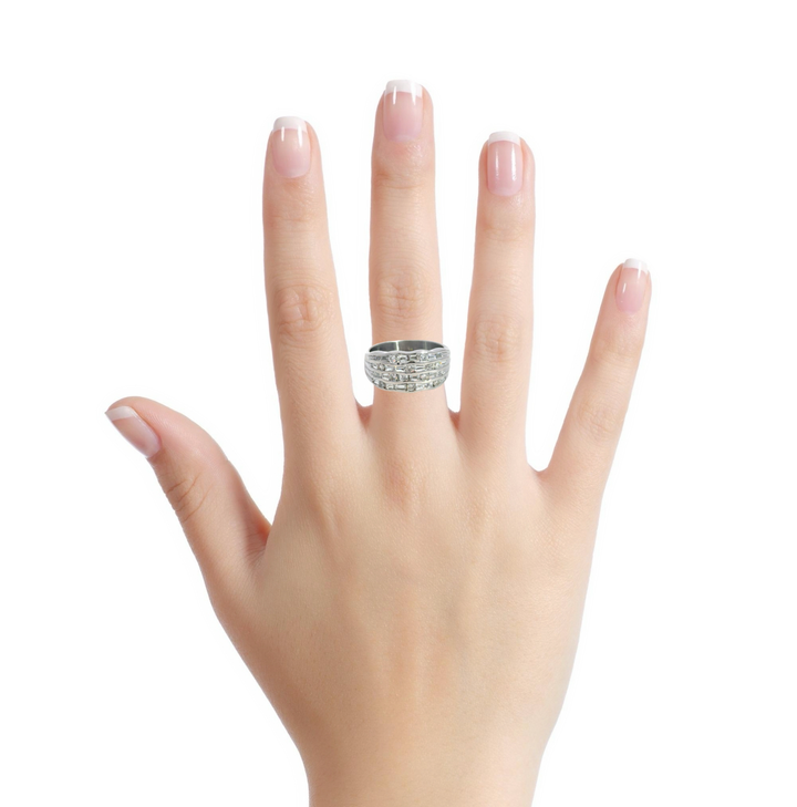 1.00 CTW Diamond 14K White Gold 10.5mm Wide Band Ring