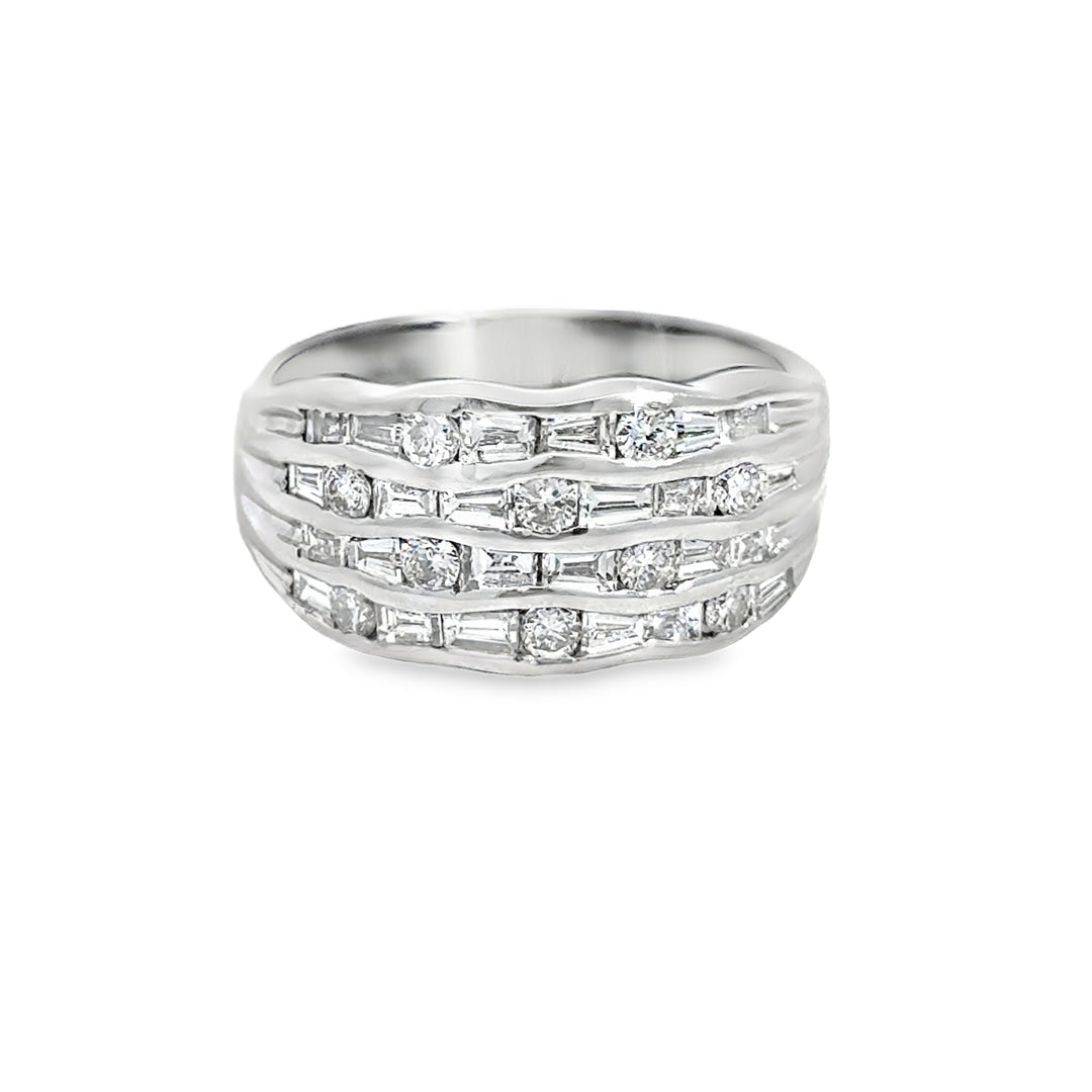 1.00 CTW Diamond 14K White Gold 10.5mm Wide Band Ring