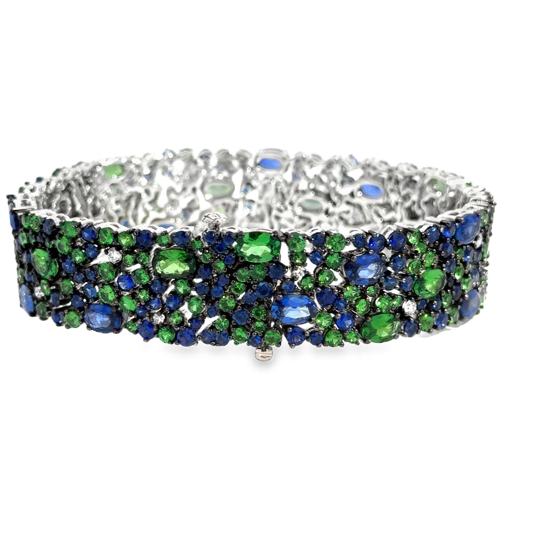 Robert Procop 27.25 CTW Sapphire, Tsavorite & Diamond American Glamour Bracelet