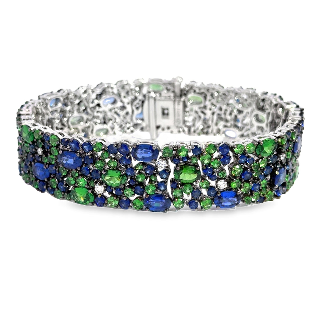 Robert Procop 27.25 CTW Sapphire, Tsavorite & Diamond American Glamour Bracelet