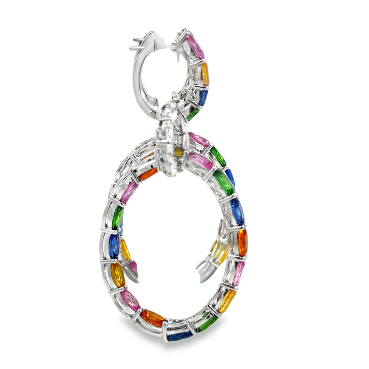 Robert Procop 22.11 CTW Multi-Color Sapphire, Tsavorite &amp; Diamond American Glamour Triple Hoop Earrings