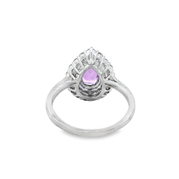 Pink Topaz & 0.40 CTW Diamond 14K White Gold Pear Halo Ring