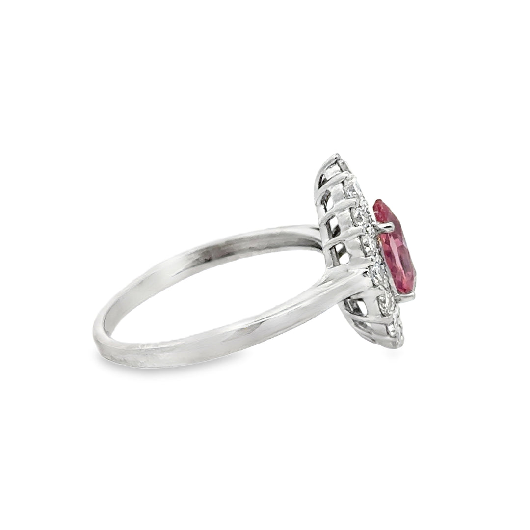 Pink Topaz & 0.40 CTW Diamond 14K White Gold Pear Halo Ring
