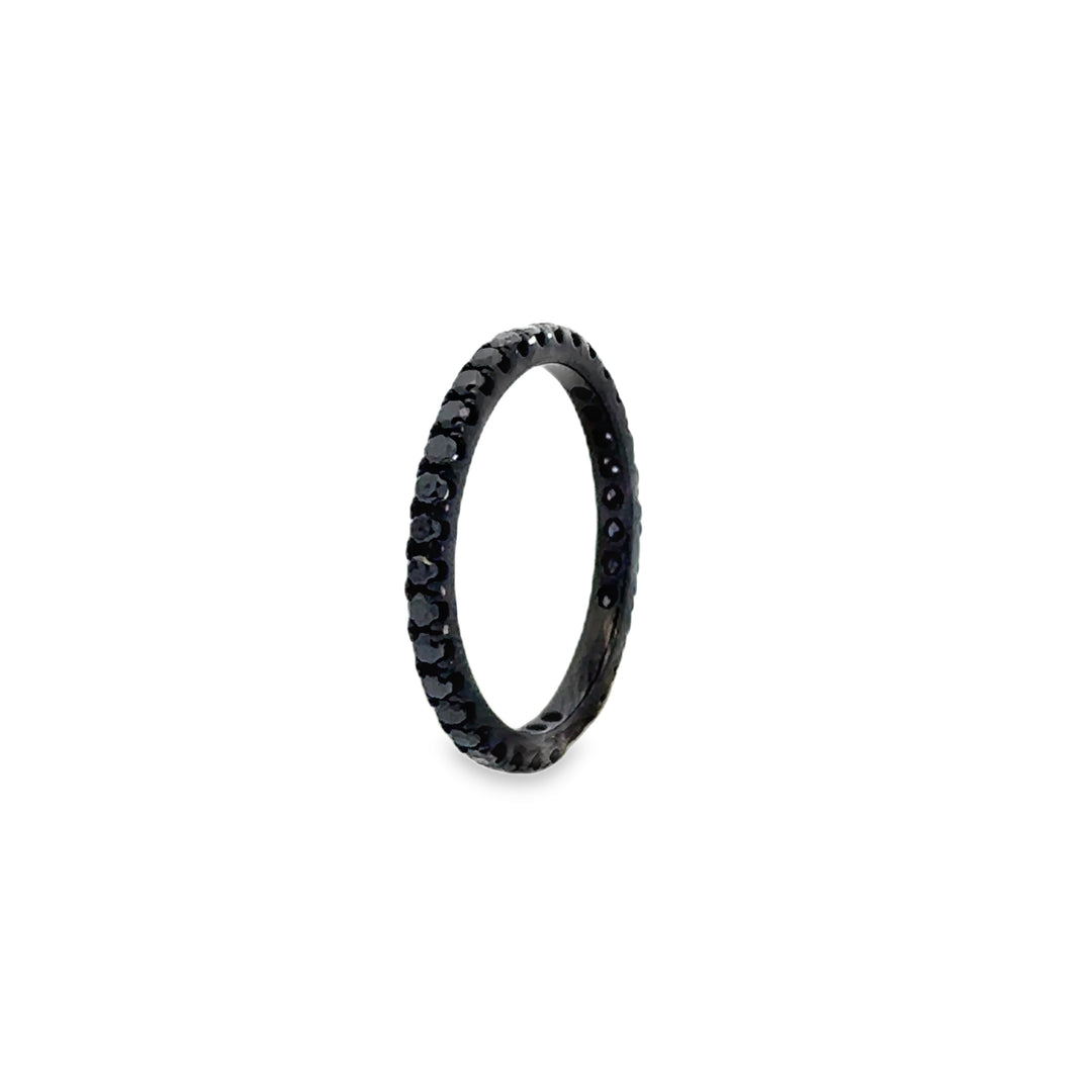 0.35 CTW Black Diamond Eternity Band 18K White Gold with Black Rhodium – 2mm Wide, Size 6.5