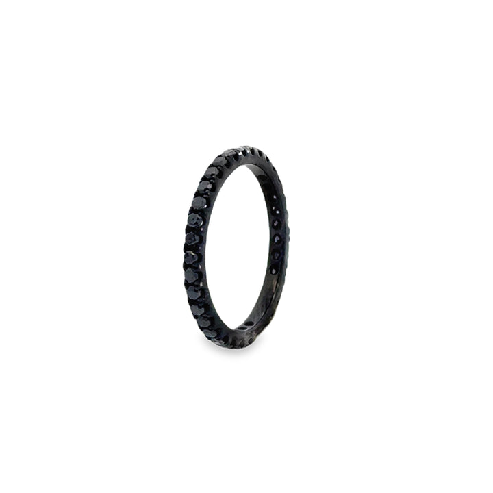 0.35 CTW Black Diamond Eternity Band 18K White Gold with Black Rhodium – 2mm Wide, Size 6.5