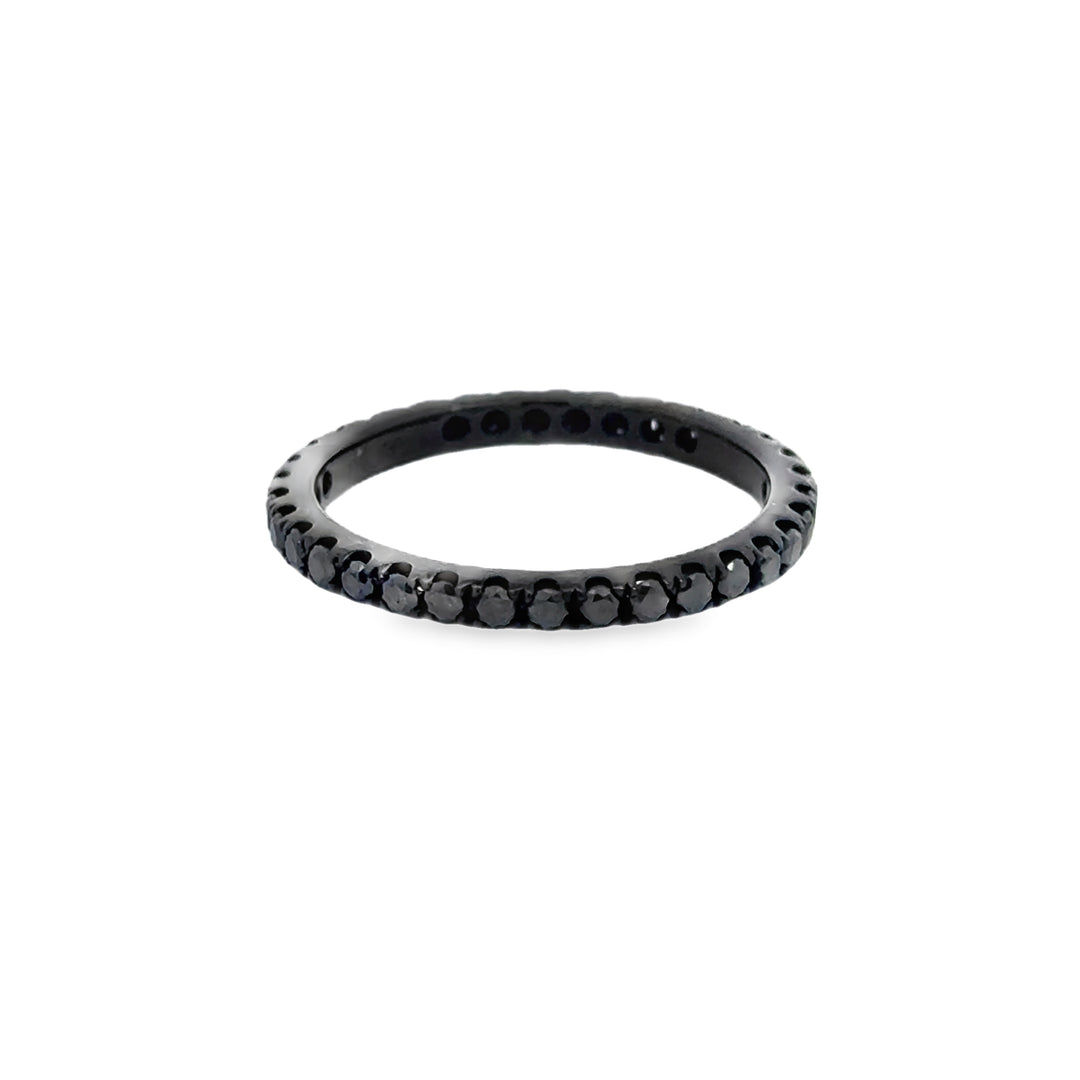 0.35 CTW Black Diamond Eternity Band 18K White Gold with Black Rhodium – 2mm Wide, Size 6.5