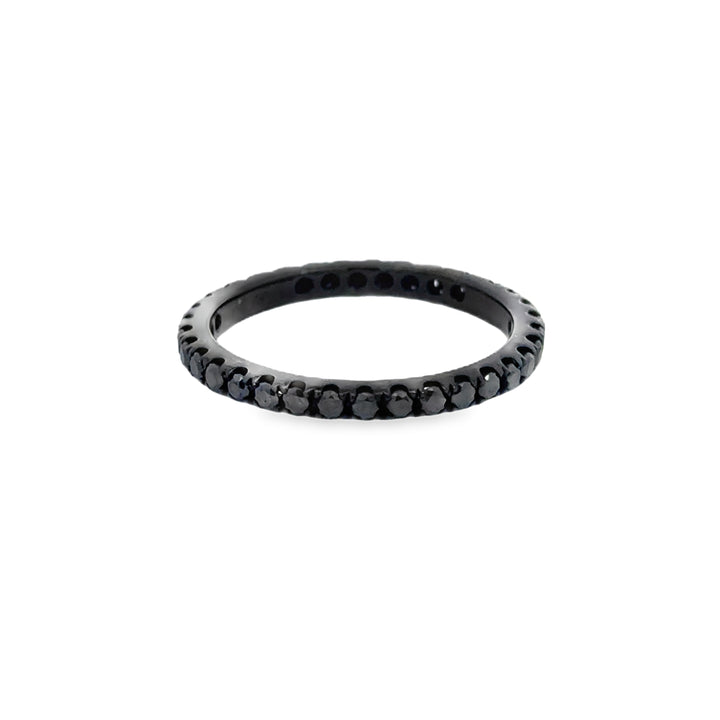 0.35 CTW Black Diamond Eternity Band 18K White Gold with Black Rhodium – 2mm Wide, Size 6.5