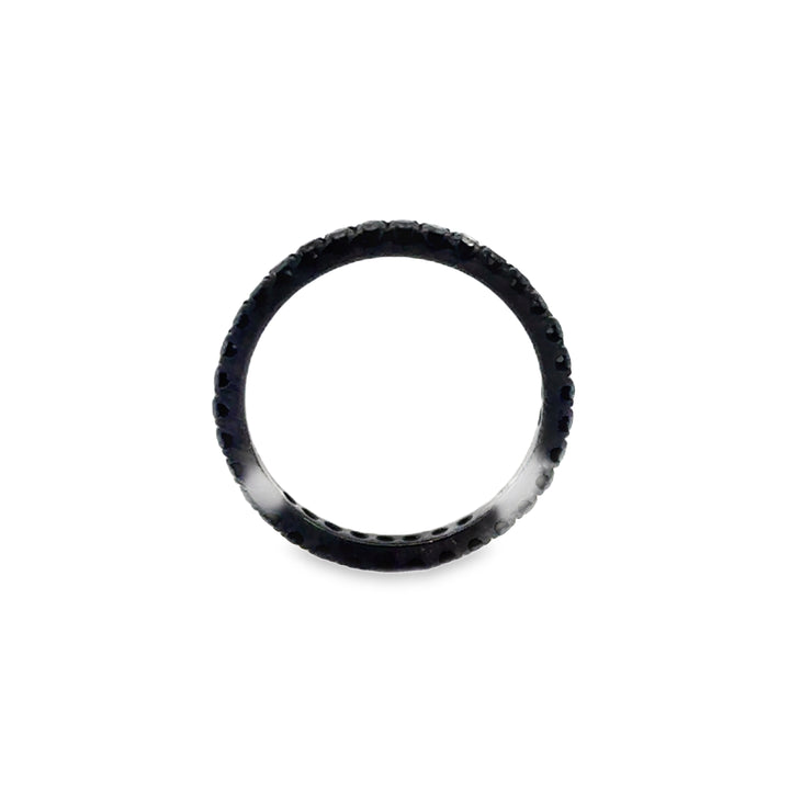 0.35 CTW Black Diamond Eternity Band 18K White Gold with Black Rhodium – 2mm Wide, Size 6.5