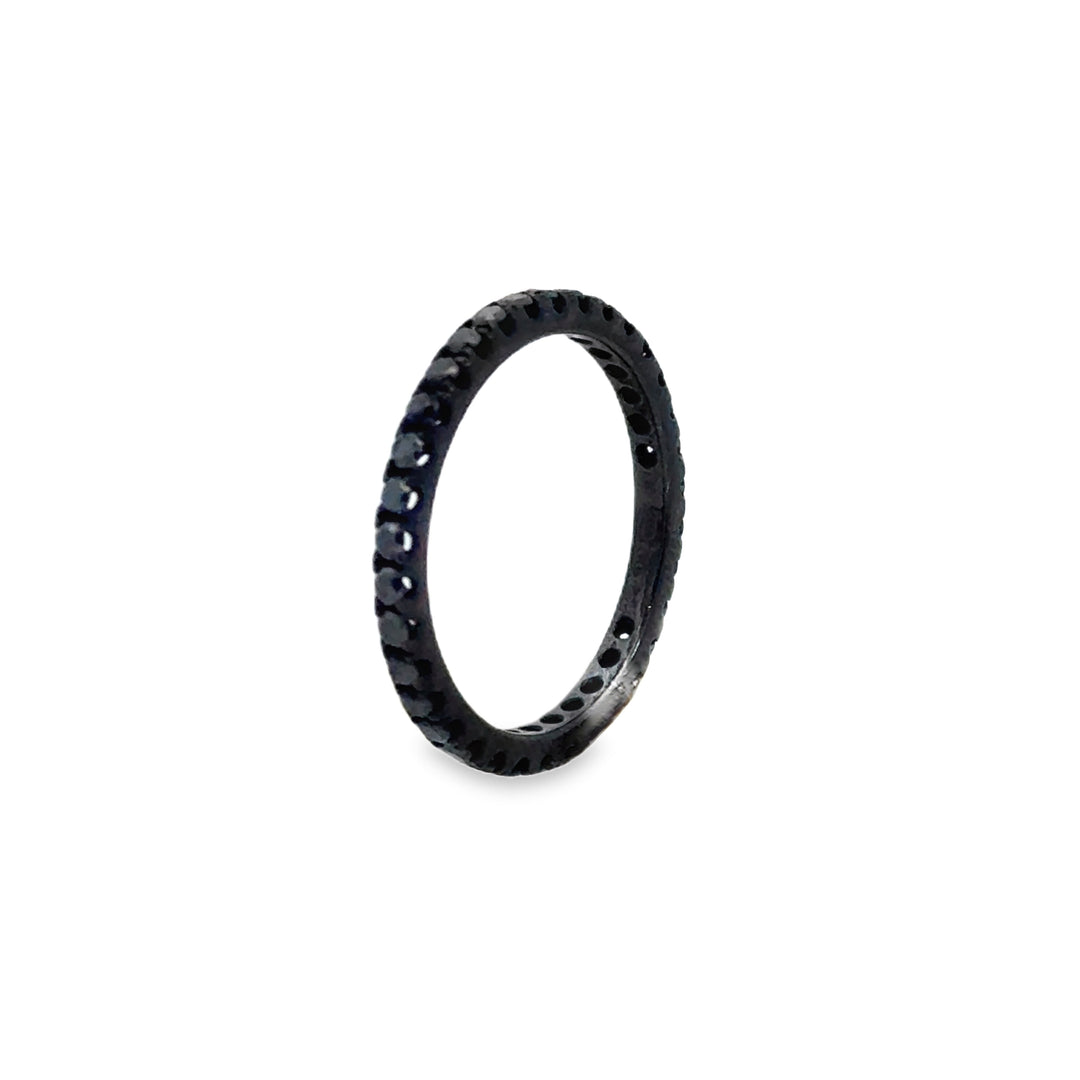 0.35 CTW Black Diamond Eternity Band 18K White Gold with Black Rhodium – 2mm Wide, Size 6.5