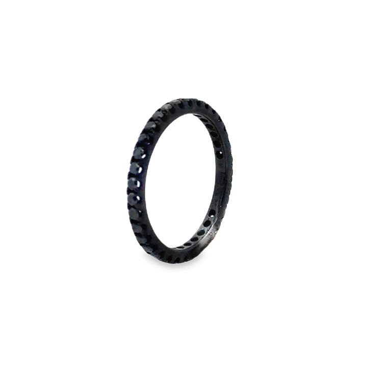 0.35 CTW Black Diamond Eternity Band 18K White Gold with Black Rhodium – 2mm Wide, Size 6.5