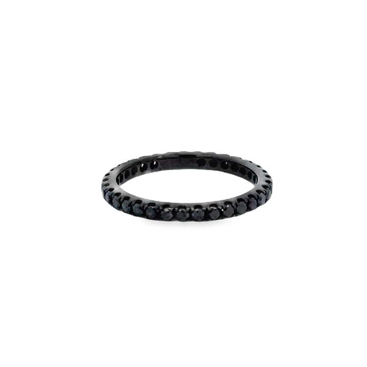 0.35 CTW Black Diamond Eternity Band 18K White Gold with Black Rhodium – 2mm Wide, Size 6.5
