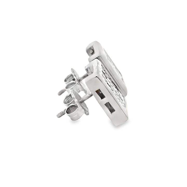 3.00 CTW Princess Cut Diamond 14K White Gold Large Square Post Earrings – 12mm