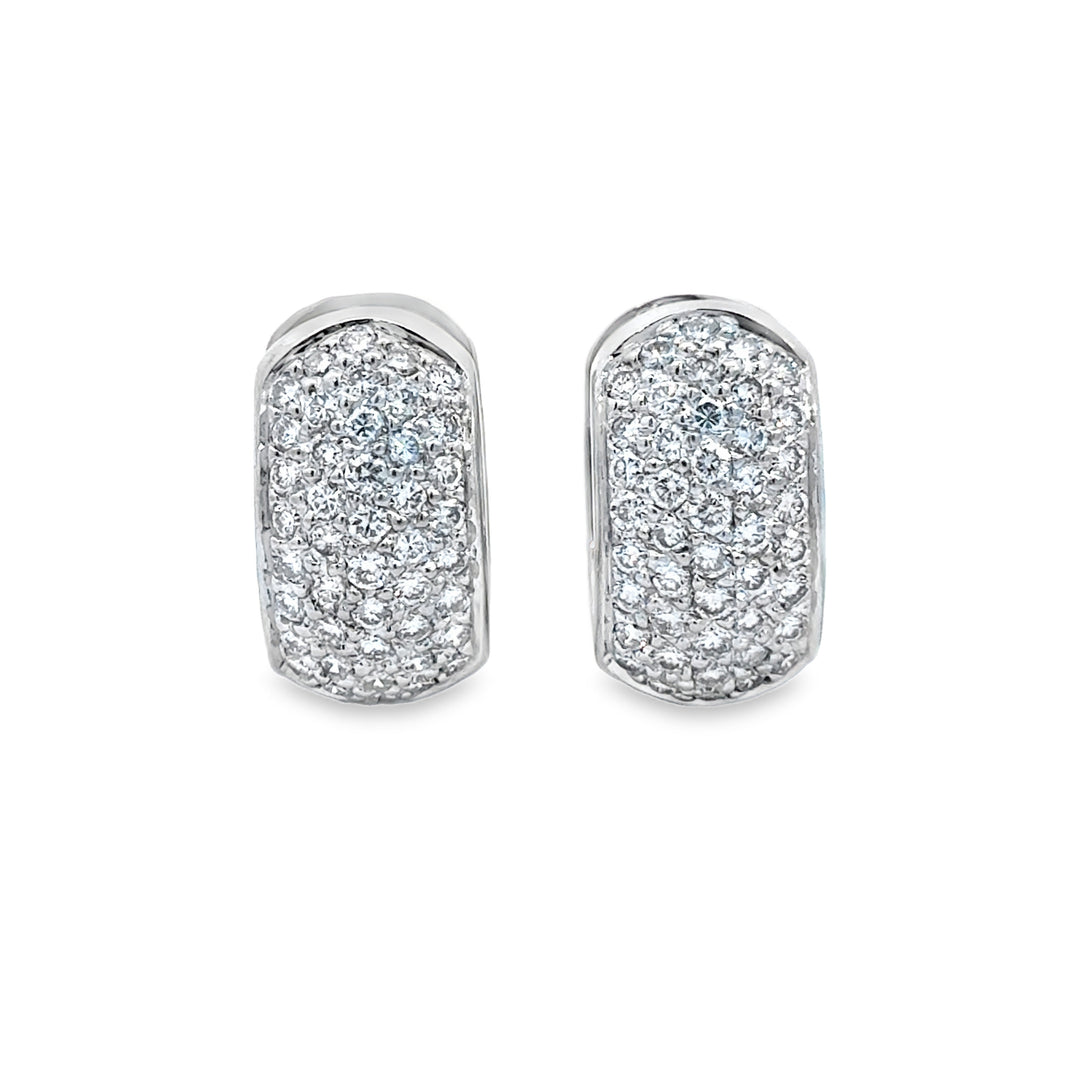 1.20 CTW Diamond Pavé Hoop Huggie Earrings 14K White Gold – 16mm