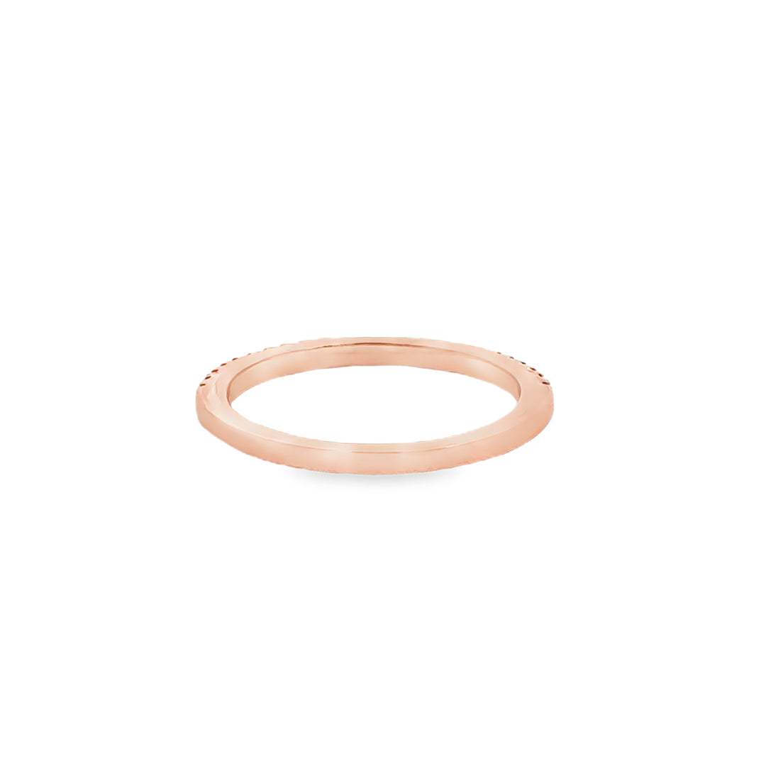 0.06 CTW Champagne Diamond Half-Eternity Band 18K Rose Gold – Size 4.5, 1mm Wide