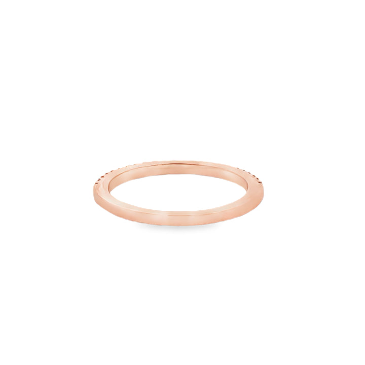 0.06 CTW Champagne Diamond Half-Eternity Band 18K Rose Gold – Size 4.5, 1mm Wide