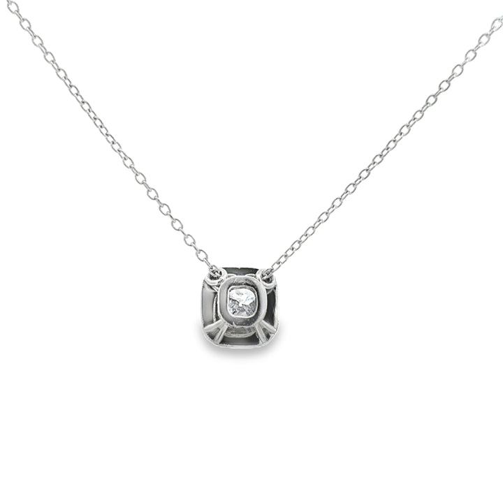 1.08 CTW Cushion Diamond Platinum Pendant Necklace