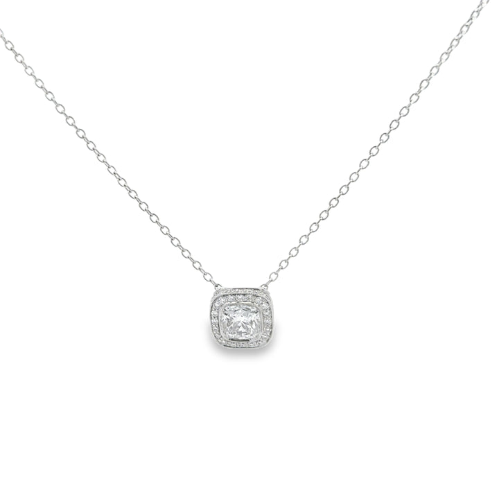 1.08 CTW Cushion Diamond Platinum Pendant Necklace