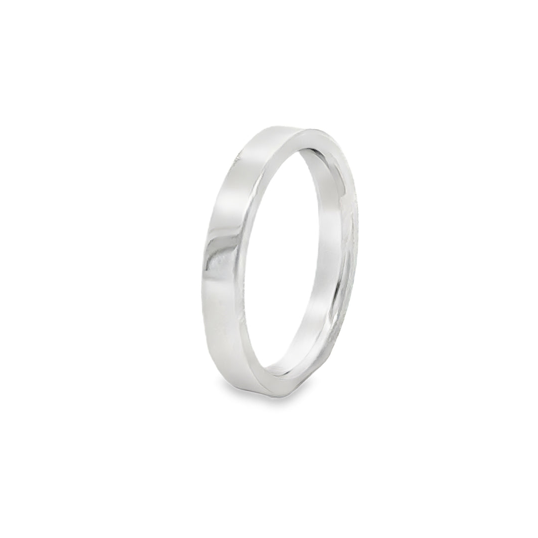 14K White Gold 3mm Flat Comfort Fit Wedding Band