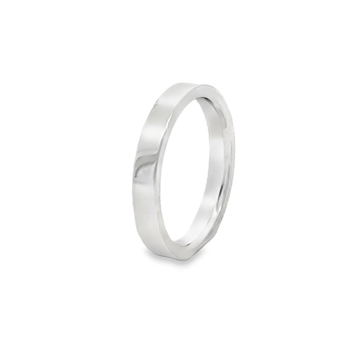 14K White Gold 3mm Flat Comfort Fit Wedding Band