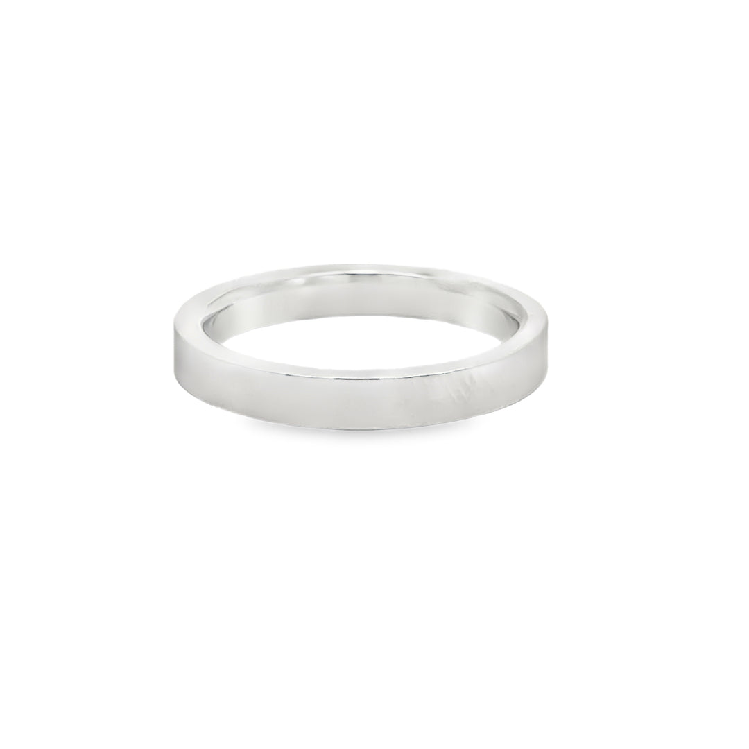 14K White Gold 3mm Flat Comfort Fit Wedding Band