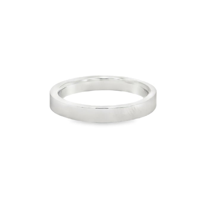 14K White Gold 3mm Flat Comfort Fit Wedding Band