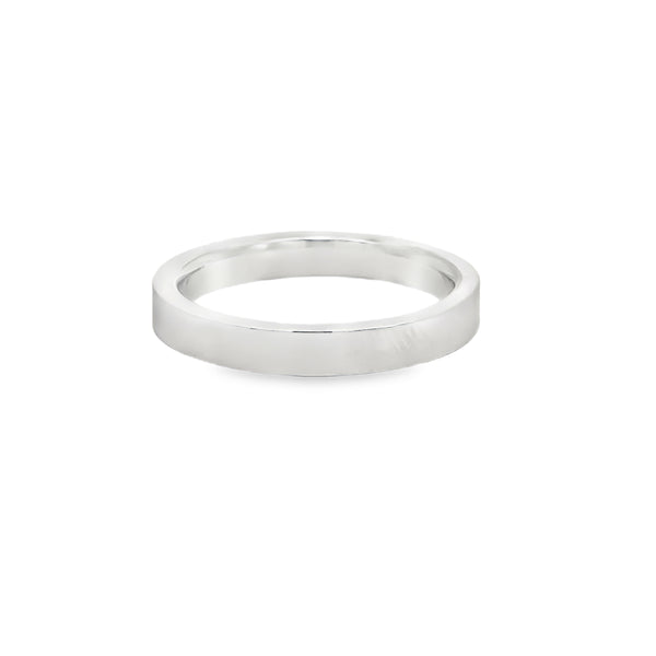 14K White Gold 3mm Flat Comfort Fit Wedding Band