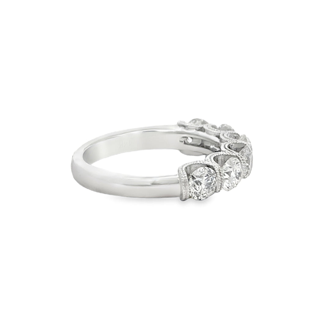 1.85 CTW Diamond 14K White Gold Wide Band with Milgrain Detail