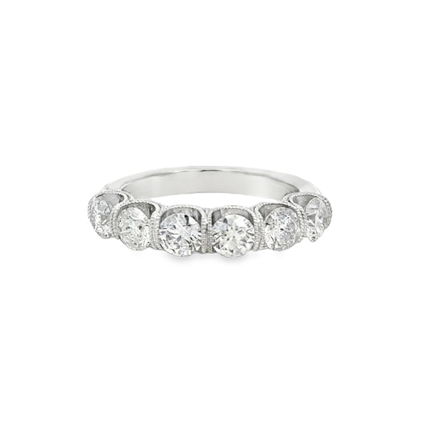 1.85 CTW Diamond 14K White Gold Wide Band with Milgrain Detail