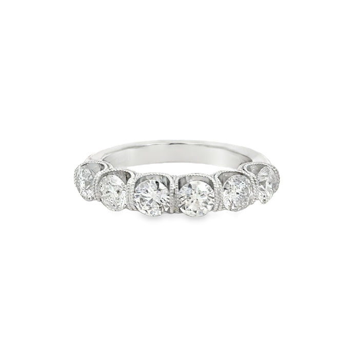 1.85 CTW Diamond 14K White Gold Wide Band with Milgrain Detail