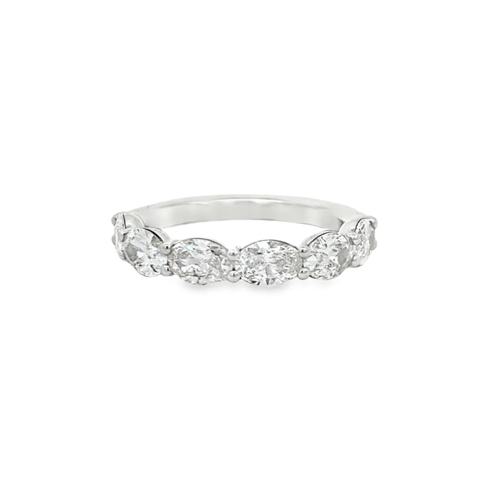2.22 CTW Horizontal Oval Diamond 14K White Gold Band – 4mm