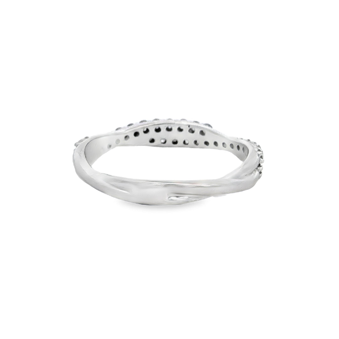 0.25 CTW Diamond Twisted Band, 14K White Gold