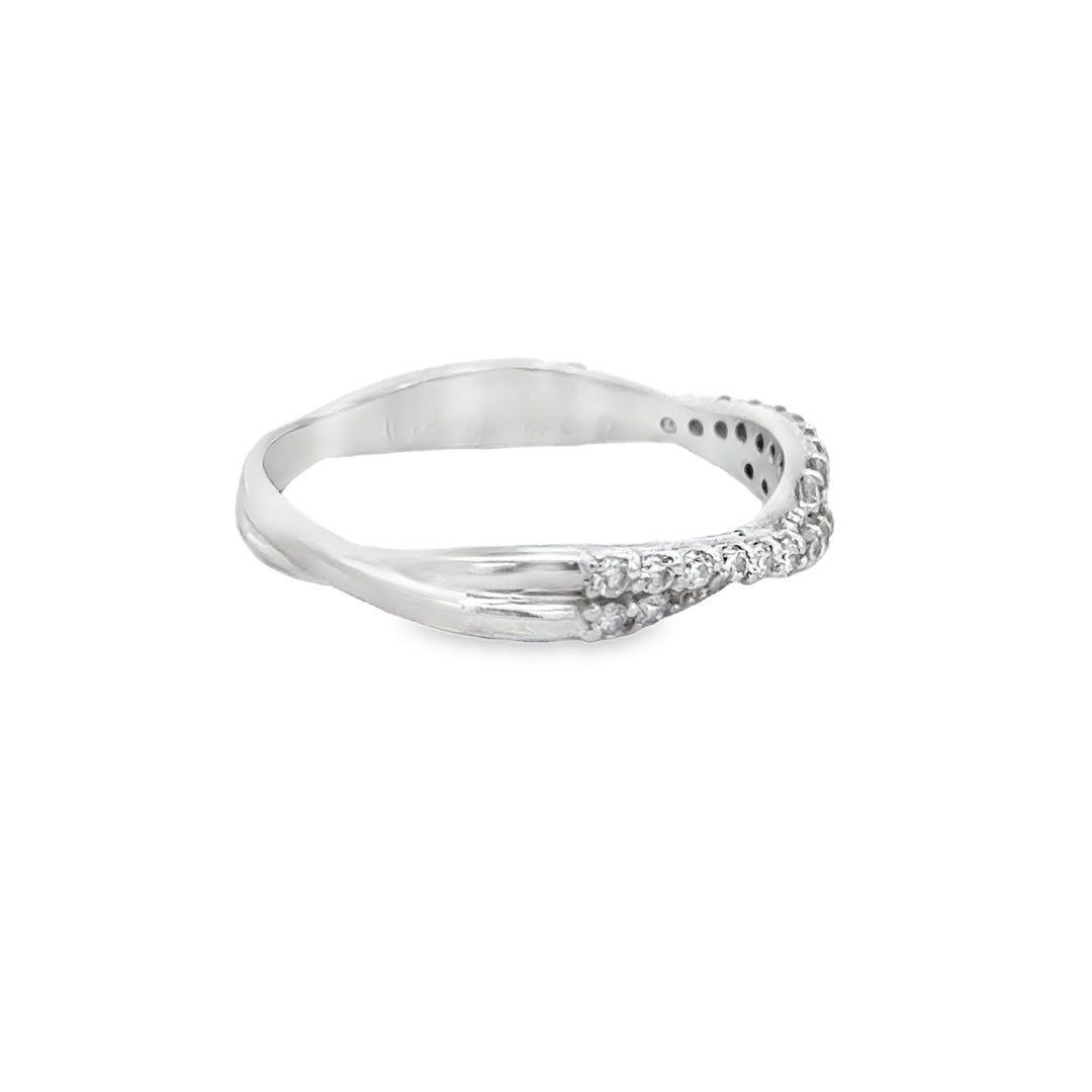 0.25 CTW Diamond Twisted Band, 14K White Gold