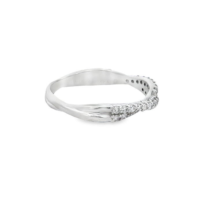 0.25 CTW Diamond Twisted Band, 14K White Gold