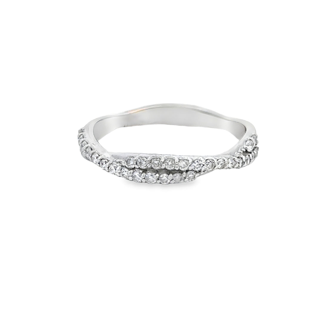 0.25 CTW Diamond Twisted Band, 14K White Gold