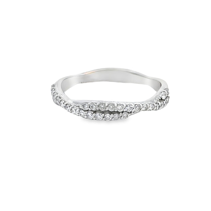 0.25 CTW Diamond Twisted Band, 14K White Gold