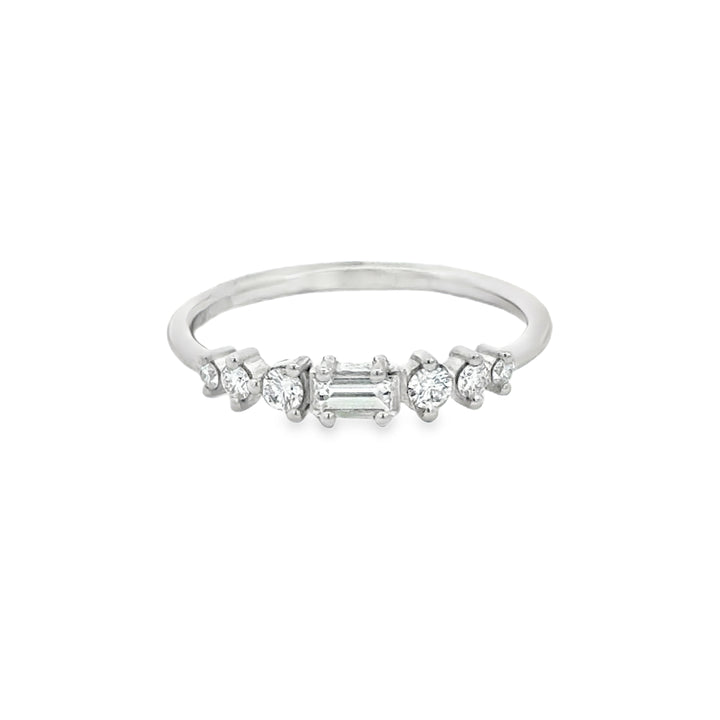 0.31 CTW Diamond 14K White Gold Band – Round & Baguette Accents, 3.2mm