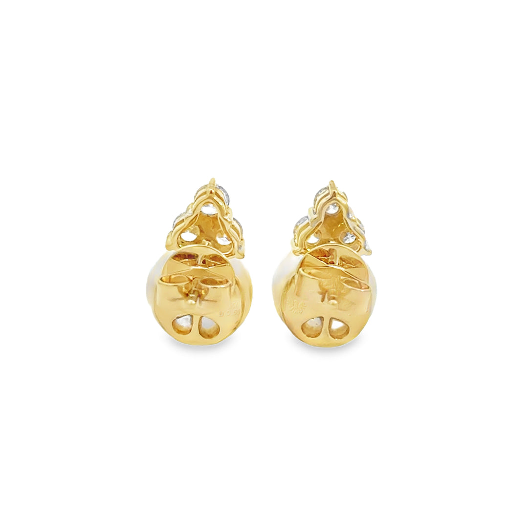 0.53 CTW Diamond & 9mm Akoya Pearl 14K Yellow Gold Earrings