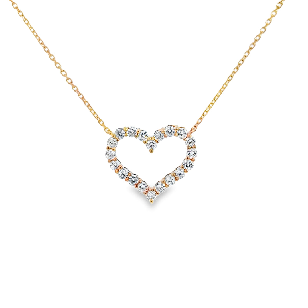 1.10 CTW Diamond Heart Pendant Necklace in 14K Yellow Gold