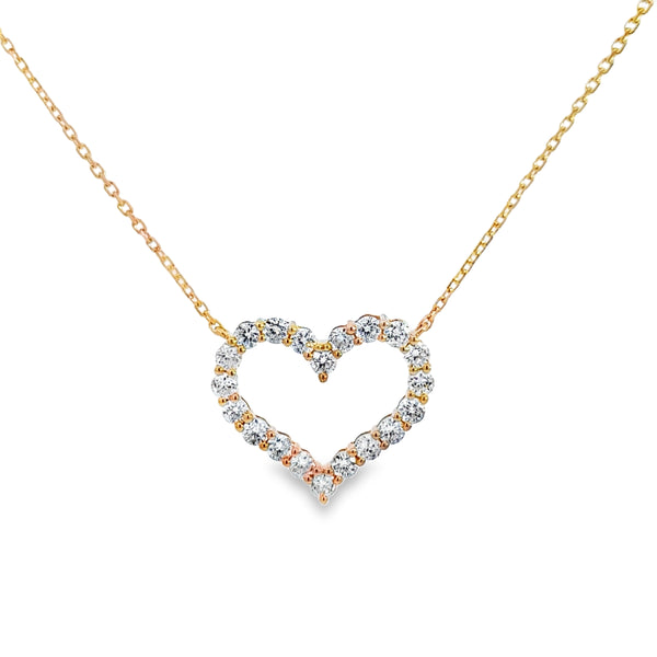 1.10 CTW Diamond Heart Pendant Necklace in 14K Yellow Gold