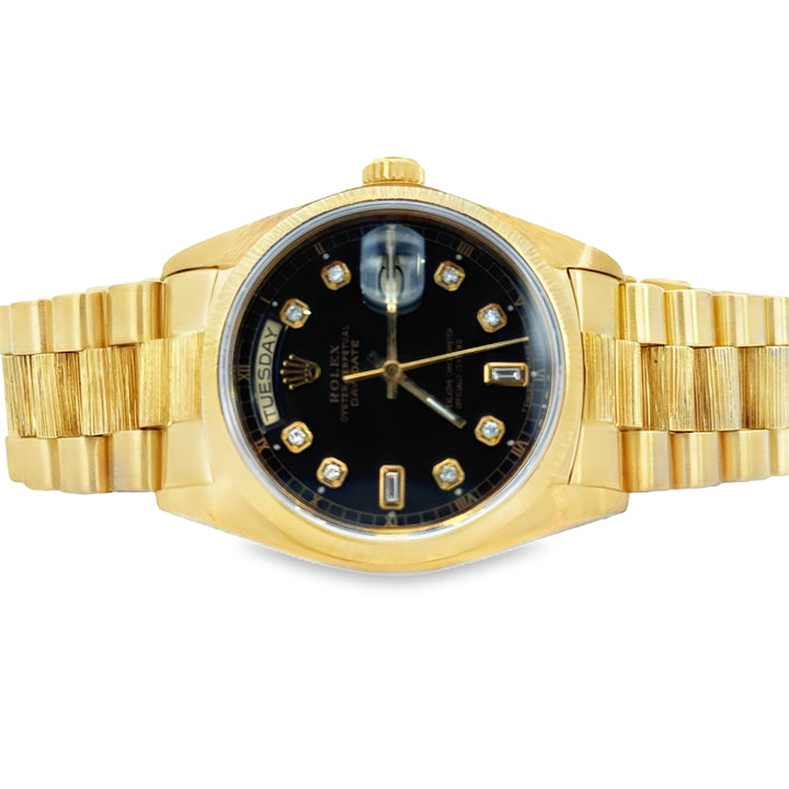 Pre-Owned 1978 Rolex Day-Date President 18K Yellow Gold Watch with Custom Diamond Dial