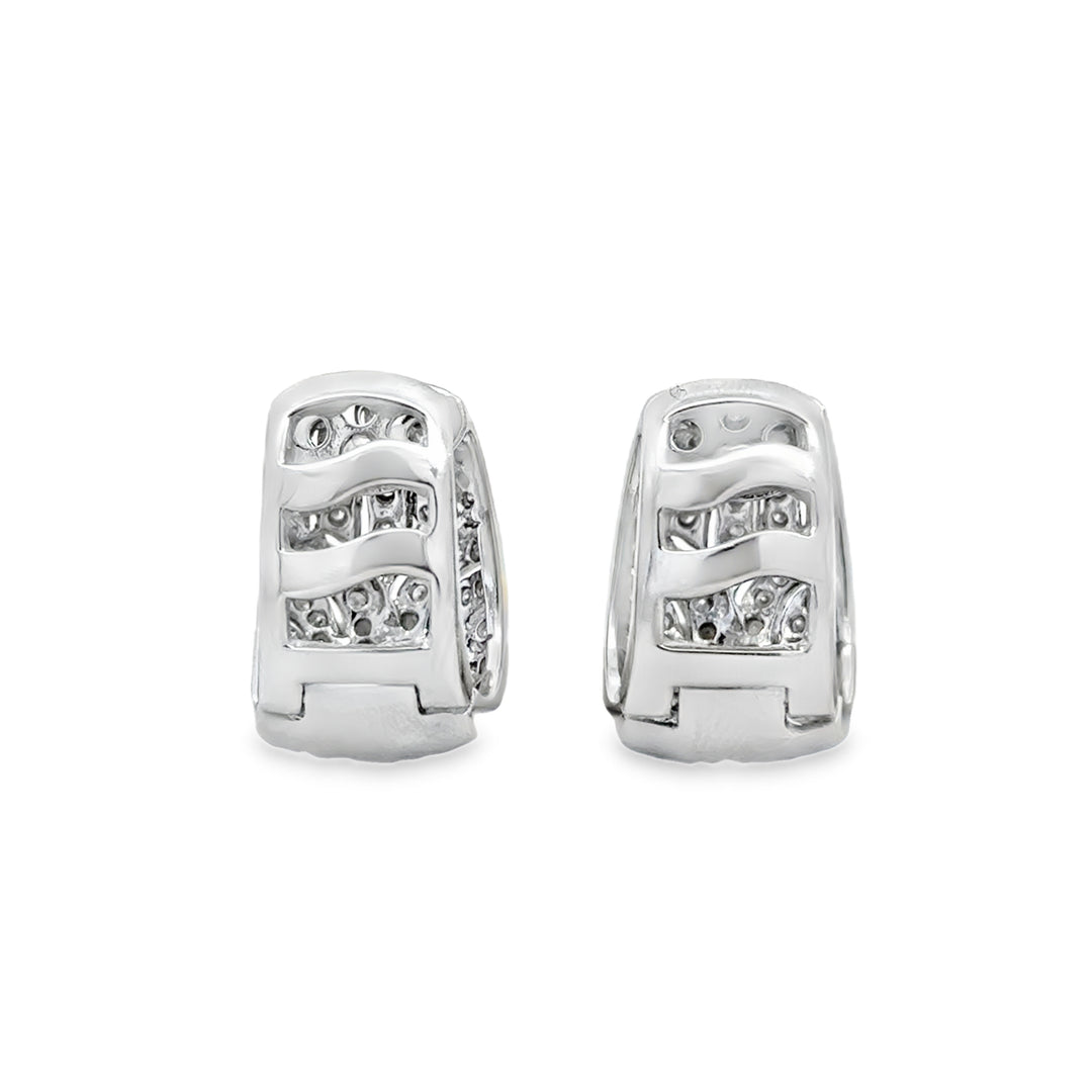 1.30 CTW Diamond 19mm 14K White Gold Hoop Earrings