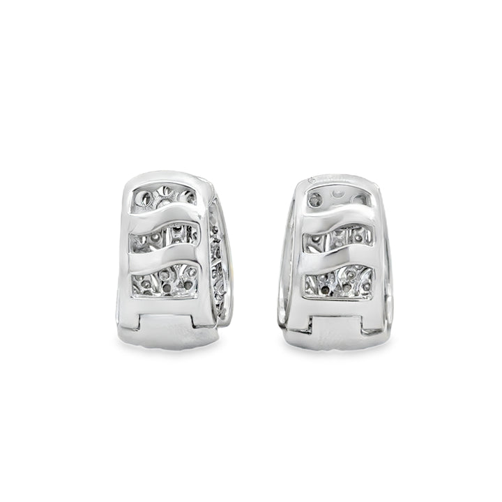 1.30 CTW Diamond 19mm 14K White Gold Hoop Earrings